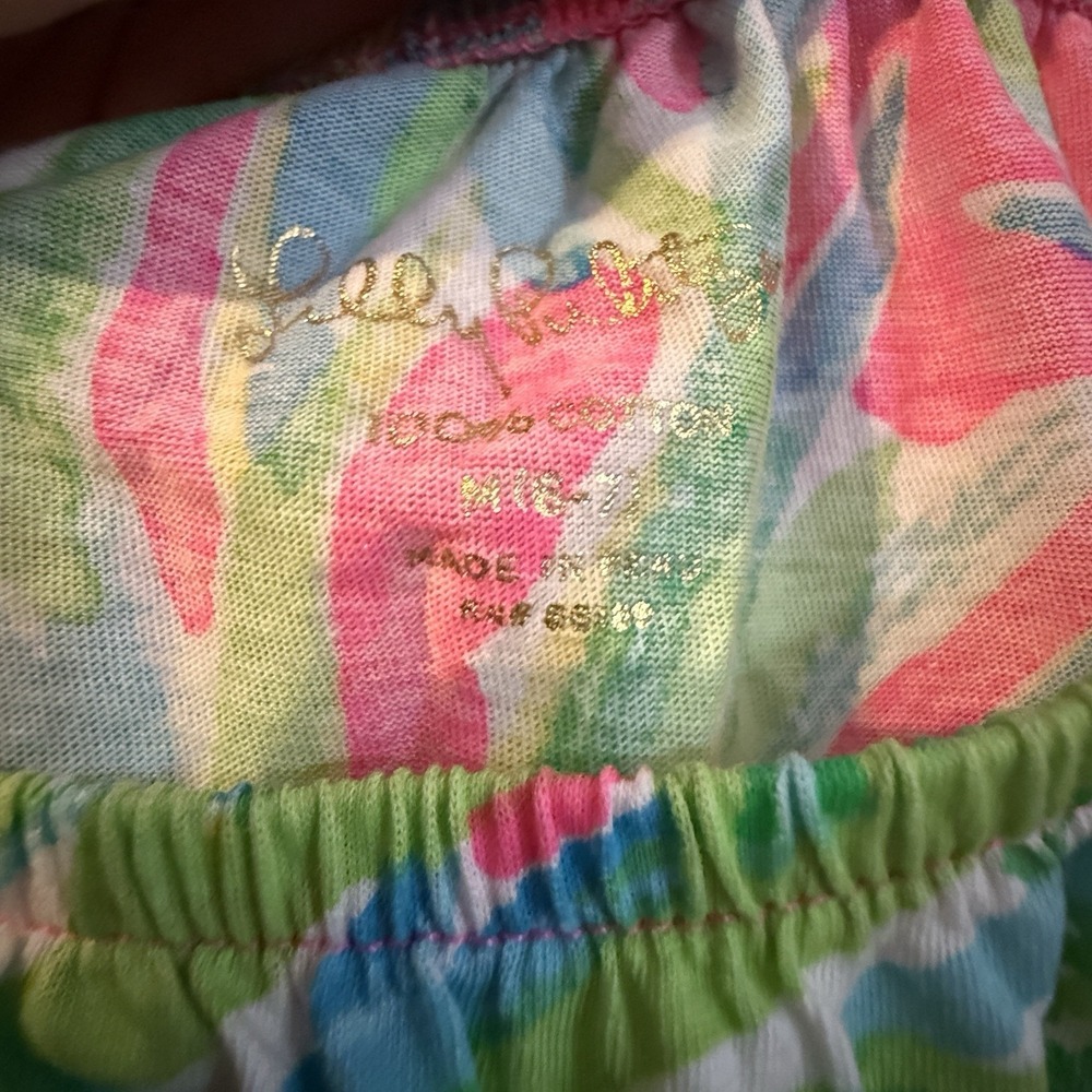 Lilly Pulitzer Girls Mini Enna Dress Tiki‎ Pink Royal Lime  Size Medium 6-7 EUC - Picture 4 of 5